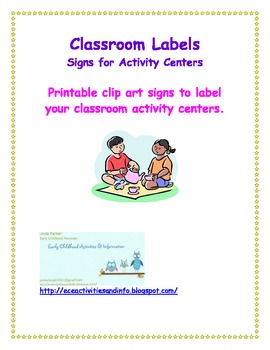 Preview of Classroom Labels for Activity Centers