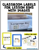 Classroom Labels for Lesson Bins with Images (Autism & Spe