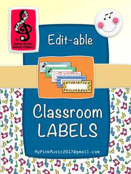 Preview of Classroom Labels for the MUSIC Room (FREEBIE in the preview)