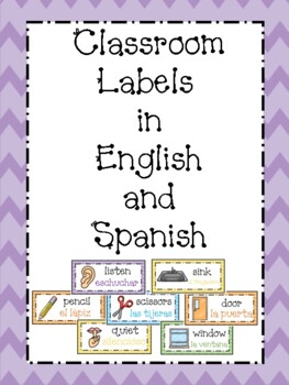 Preview of Classroom Labels in English and Spanish