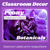 Classroom Labels in Real PEONY Coordinated Botanicals Theme