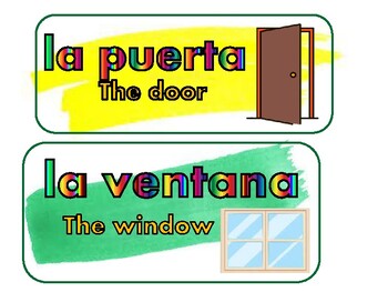 Preview of Classroom Labels in Spanish/English