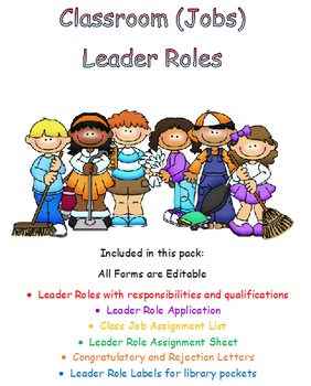 Preview of Classroom Leader Roles (Class Jobs)
