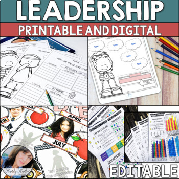 Preview of Leadership Activity Data Binder Social Emotional Daily Lessons Editable Bundle