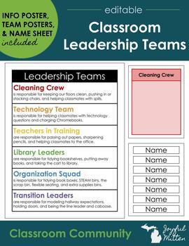 Preview of Classroom Leadership Teams (Classroom Jobs)