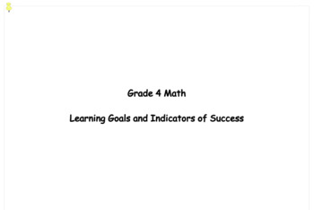 Preview of Classroom Learning Goals and Indicators of Success - Math - 4th Grade
