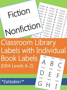 Preview of Classroom Leveled Library Labels with Matching Individual Book Labels {Editable}