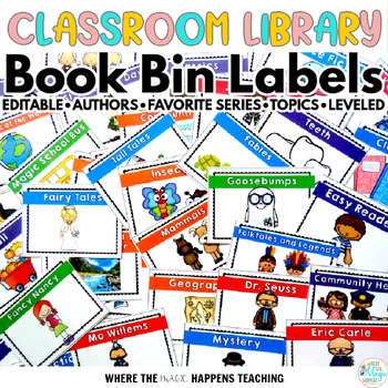 Preview of Labels for Classroom Library - Book Bin Labels EDITABLE
