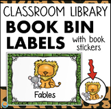 Classroom Library Book Tub Labels EDITABLE + Stickers Wild