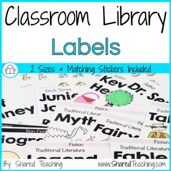 Preview of Classroom Library Book Bin Labels with Stickers and Genres