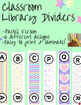 Preview of Classroom Library Book Dividers (pastel version)