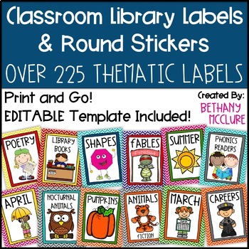 Classroom Library Labels Book Bin Labels Round Stickers ...