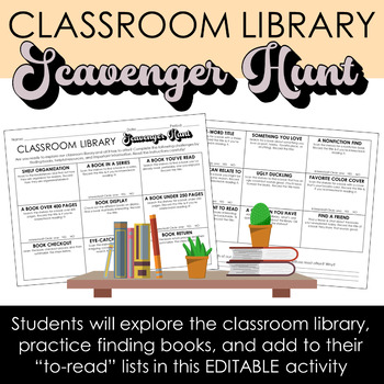 Preview of Classroom Library + Book Scavenger Hunt Activity - Help students find books!