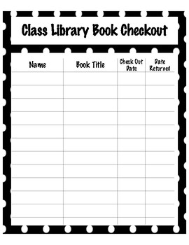 Preview of Classroom Library Book Sign Out Sheet
