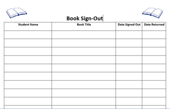 Preview of Classroom Library Book Sign-Out Sheet - Editable