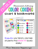 Classroom Library Color Coding Chart and Bookmarks