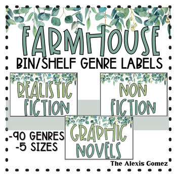 Preview of Farmhouse Classroom Library Genre BIN / SHELF Labels (Middle + High School)