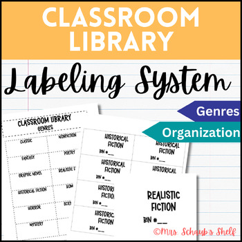 Preview of Classroom Library Book Bin Labels - Library Genre Organization - Genre Labeling