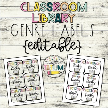 classroom library genre labels by taught by tatum tpt