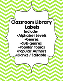 Classroom Library Genre Labels Lime Green Chevron