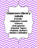 Classroom Library Genre Labels Purple Chevron