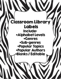 Classroom Library Genre Labels - Zebra