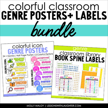 Preview of Classroom Library Genre Poster and Book Spine Label Bundle