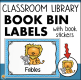 EDITABLE Library Book Bin Labels & Stickers Aqua Blue Book