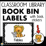 Classroom Library Book Bin Labels EDITABLE + Stickers Blac