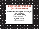 Classroom Library Labels: Black with White Dots Design