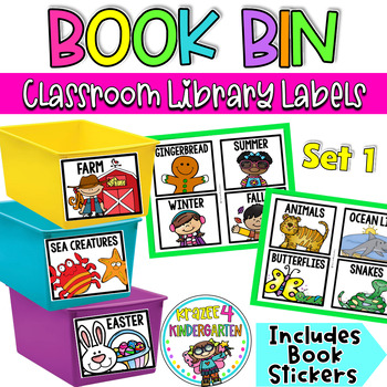 Preview of Classroom Library Book Bin Labels | Includes Library Book Bin Stickers | Set 1