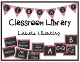 Classroom Library Labels & Bunting - Red/Black/White