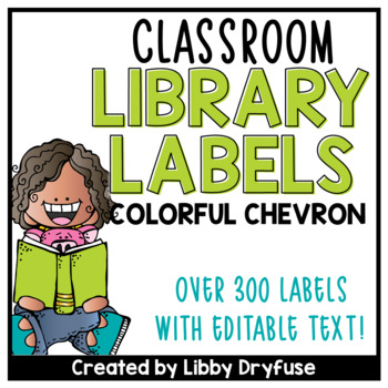 Preview of Classroom Library Labels EDITABLE for Bins & Books {Colorful Chevron}