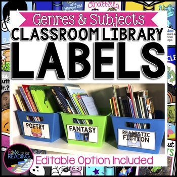 Preview of Classroom Library Labels, Editable Book Bin Labels, Genre Labels