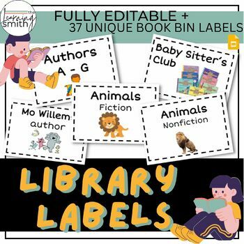 Preview of Classroom Library Labels - Fully Editable Using Google Slides