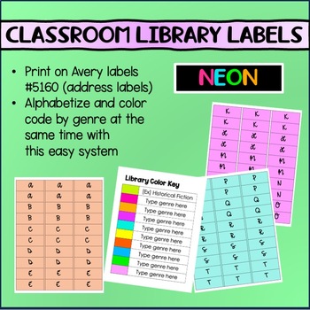 Preview of Classroom Library Labels - Neon