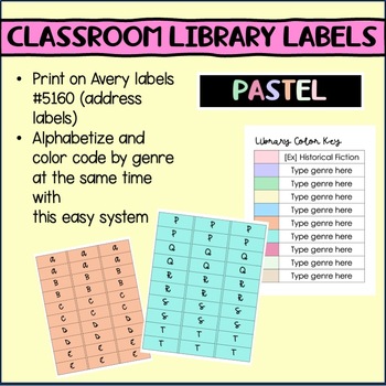 Preview of Classroom Library Labels - Pastel