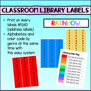 Preview of Classroom Library Labels - Rainbow