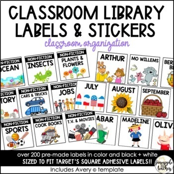 Preview of Classroom Library Labels + Stickers (Editable)