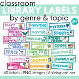 Classroom Library Labels by Genre & Topic for Book Bins & 