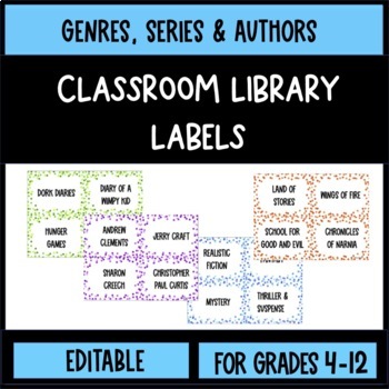 Preview of Classroom Library Labels for Middle & High School (Editable)