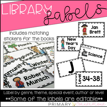 Classroom Library Labels-Library Labels-Book Labels-Editable Portion