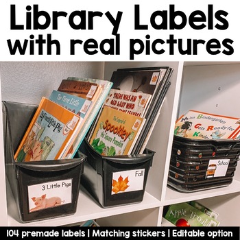 Preview of Classroom Library Labels with Real Nonfiction Pictures