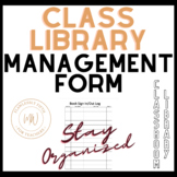 Classroom Library Management Sheet | Book Sign In/Out | Book Tracker