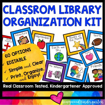 Preview of Classroom Library Organization Kit ... Beautiful! Editable! 60 options!