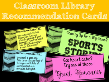 Preview of Classroom Library Recommendation Cards