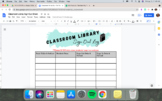 Classroom Library Sign Out Sheet DIGITAL