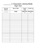 Classroom Library Sign in/out Sheet