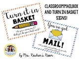 Classroom Mailbox and Turn in Basket Signs