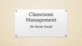 Preview of Classroom Management